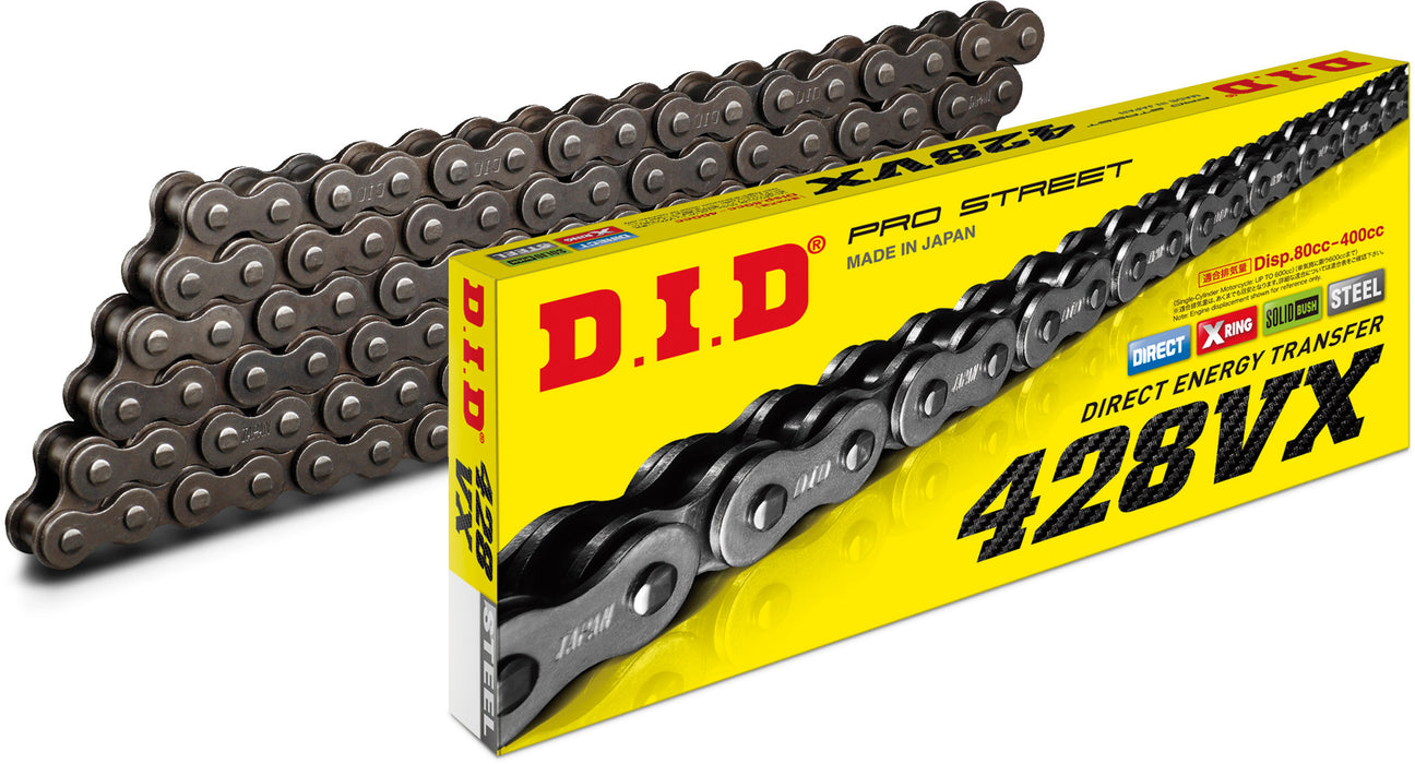 D.I.D. 428Vxx122Fb 428 Pro-Street Vx Series X-Ring Chain 122 Links Natural Steel 428VXX122FB