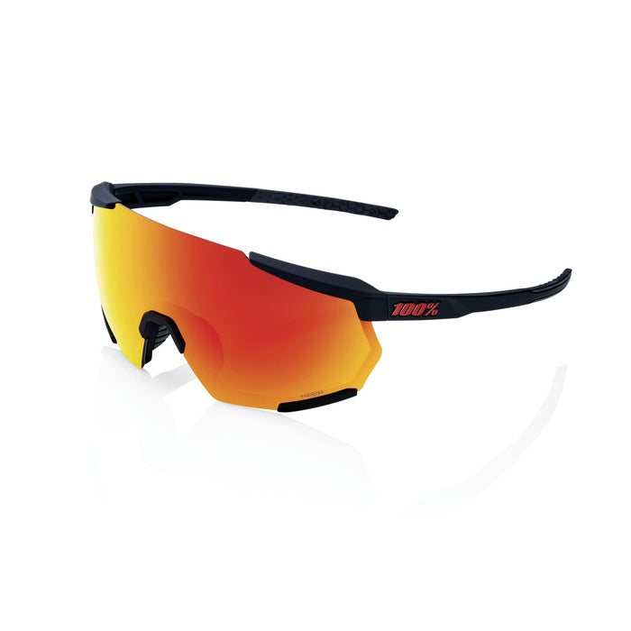 100% Racetrap 3.0 Sport Performance Sunglasses Sport And Cycling Eyewear (Soft Tact Black Hiper Red Multilayer Mirror Lens) 60004-00003