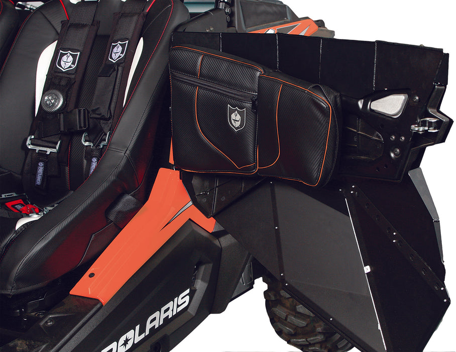 Pro Armor Stock Door Bags Knee Pad Storage Black Orange Fits Polaris Rzr 900 1000 P141054OR