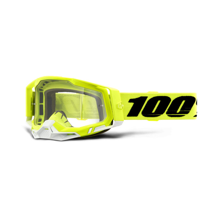 100% Racecraft 2 Mountain Bike & Motocross Goggles Mx And Mtb Racing Protective Eyewear (Yellow Clear Lens) 50121-101-04