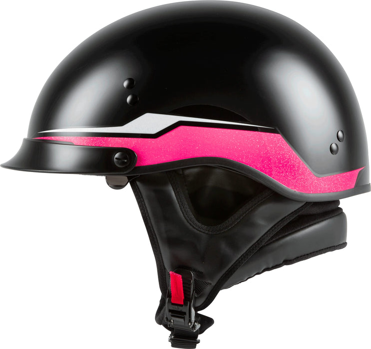 Gmax Hh-65 Full Dressed Motorcycle Street Half Helemet (Black/Pink, Medium) H9652175