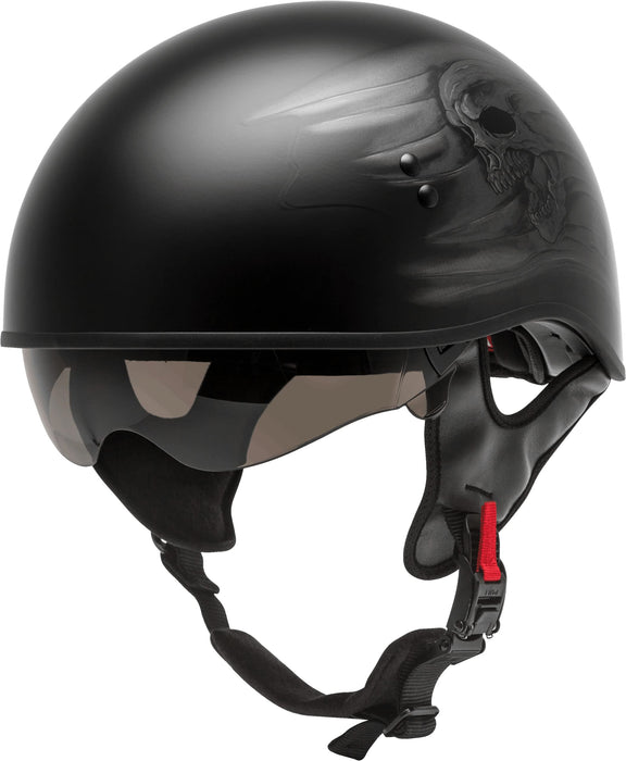 Gmax Hh-65 Naked Motorcycle Street Half Helmet (Ritual Matte Black/Silver, X-Small) H1654073