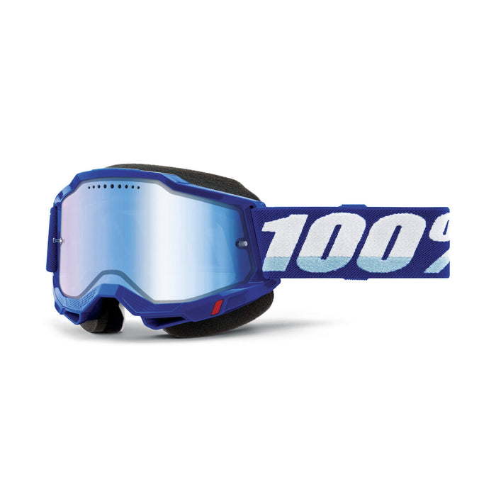 100% Accuri 2 Snowmobile Anti-Fog Goggles Powersport Racing Protective Eyewear (Blue Mirror Blue Lens) 50223-650-02