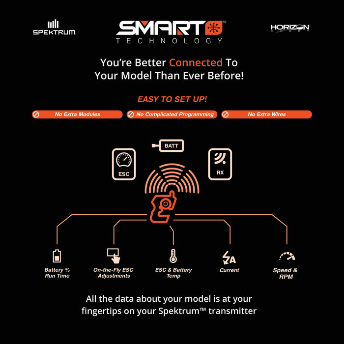 Spektrum SMART 3700mAh 2S 7.4V 100C Smart LiPo Short HC 5mm Tubes SPMX37002S100HT Car Batteries & Accessories
