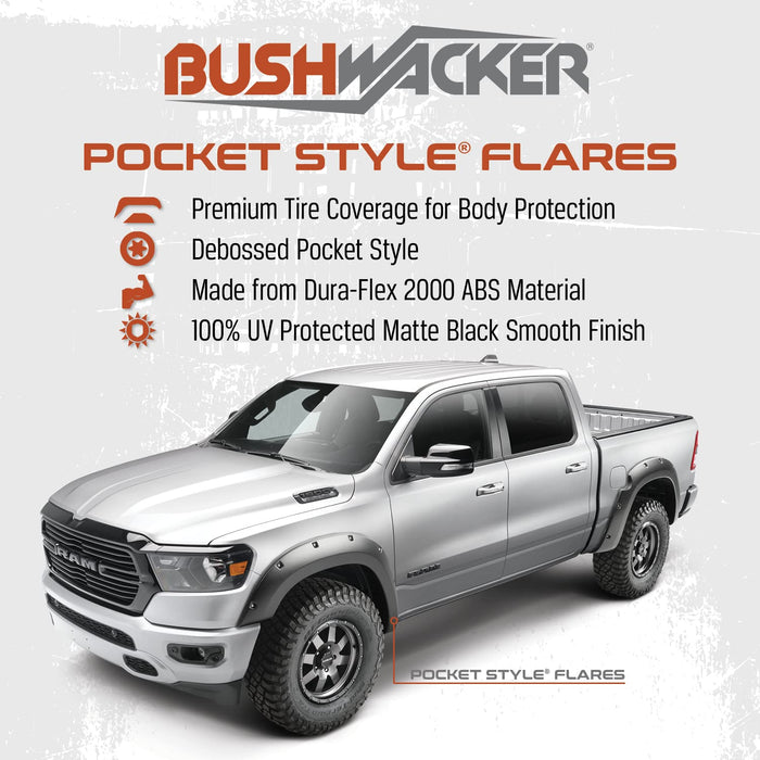 Bushwacker Fleetside Pocket Style Bright White Flares For 16-18 Compatible with Dodge Ram 2500 50919-15