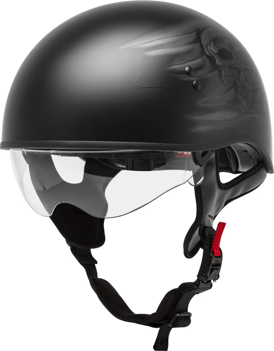 Gmax Hh-65 Naked Motorcycle Street Half Helmet (Ritual Matte Black/Silver, X-Large) H1654077