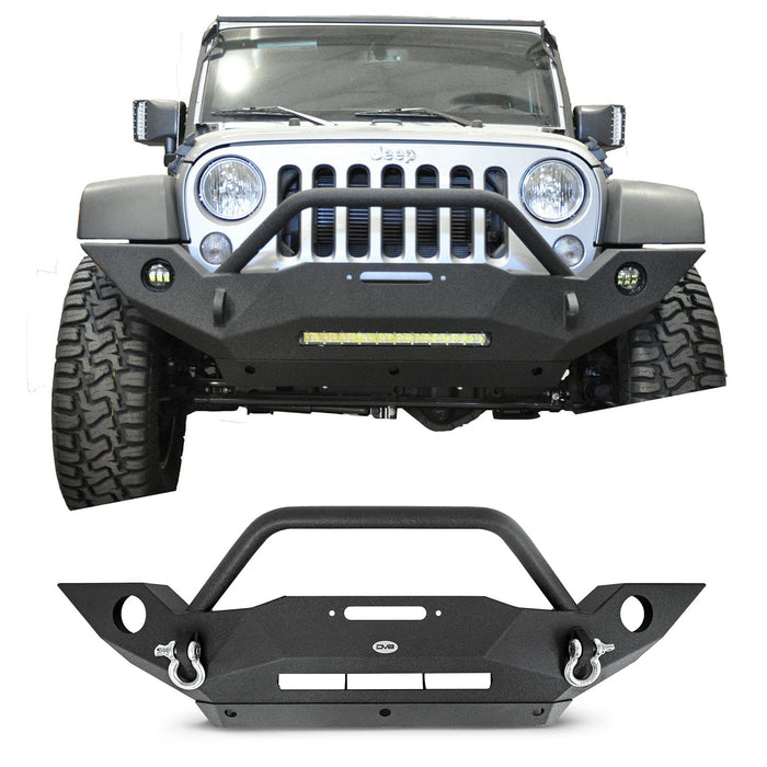 Dv8 Offroad Fbshtb-18 Front Bumper Fits 2007-2018 Jeep Wrangler Jk Full Size Winch Mount Included Integrated Bull Bar Auxiliary Light Cutouts FBSHTB-18