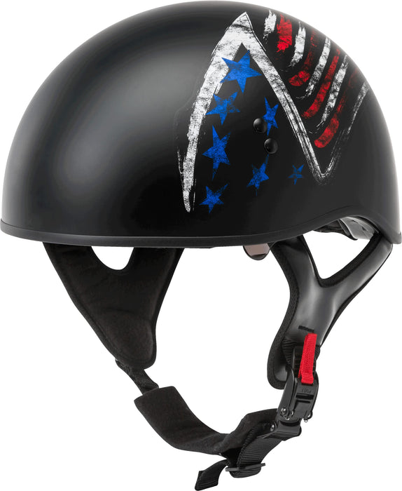 Gmax Hh-65 Naked Motorcycle Street Half Helmet (Bravery Matte Black/Red/White/Blue, Large) H1656846