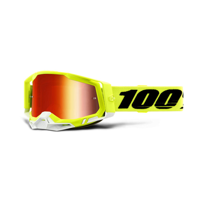100% Racecraft 2 Mountain Bike & Motocross Goggles Mx And Mtb Racing Protective Eyewear (Yellow Mirror Red Lens) 50121-251-04