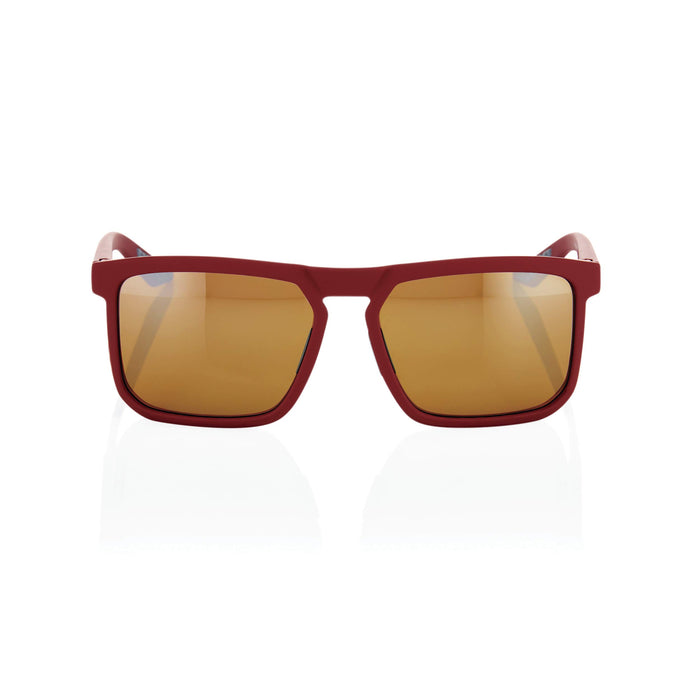 100% Renshaw Square Glacier Style Sunglasses Durable, Lightweight Active Performance Eyewear W/Rubber Temple Grip & Side Glare Shield (Soft Tact Crimson Bronze) 61038-392-73