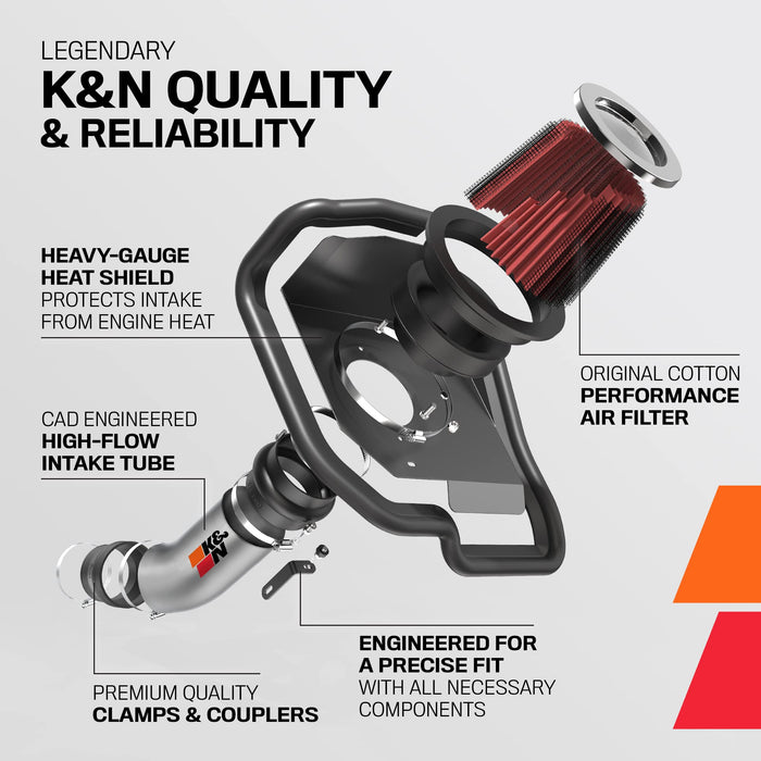 K&N Cold Air Intake Kit: High Performance, Guaranteed to Increase Horsepower: 2015-2017 FORD (Mustang) 63-2589