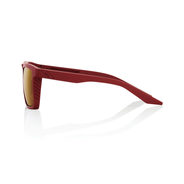 100% Renshaw Square Glacier Style Sunglasses Durable, Lightweight Active Performance Eyewear W/Rubber Temple Grip & Side Glare Shield (Soft Tact Crimson Bronze) 61038-392-73