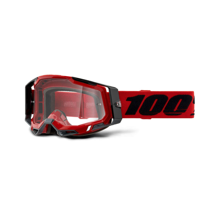 100% Racecraft 2 Mountain Bike & Motocross Goggles Mx And Mtb Racing Protective Eyewear (Red Clear Lens) 50121-101-03