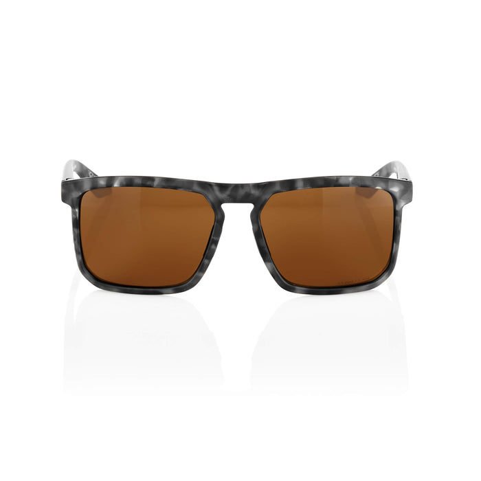 100% Renshaw Square Glacier Style Sunglasses Durable, Lightweight Active Performance Eyewear W/Rubber Temple Grip & Side Glare Shield (Matte Black Havana Bronze) 61038-259-73