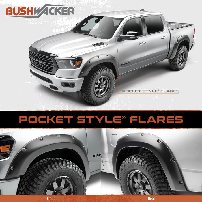 Bushwacker Pocket/Rivet Painted Bright White Fender Flares For 16-18 Ram 1500 50915-15