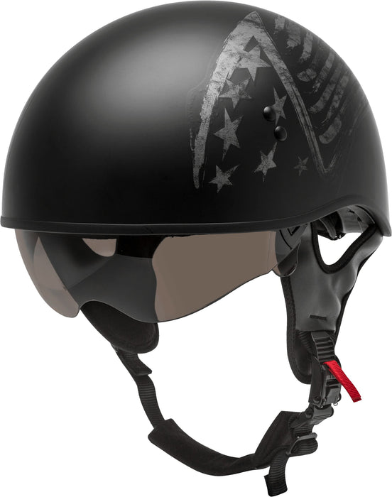 Gmax Hh-65 Naked Motorcycle Street Half Helmet (Bravery Matte Black/Grey, Large) H1656506