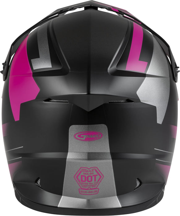 Gmax Mx-86 Off-Road Motocross Helmet (Matte Black/Pink/Silver, Small) D3864344