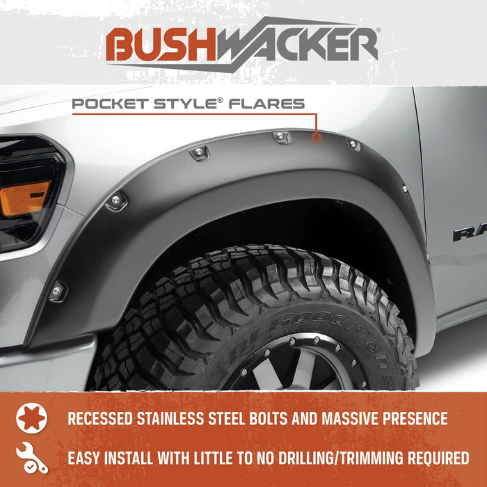 Bushwacker Fleetside Pocket Style Bright White Flares For 16-18 Compatible with Dodge Ram 2500 50919-15