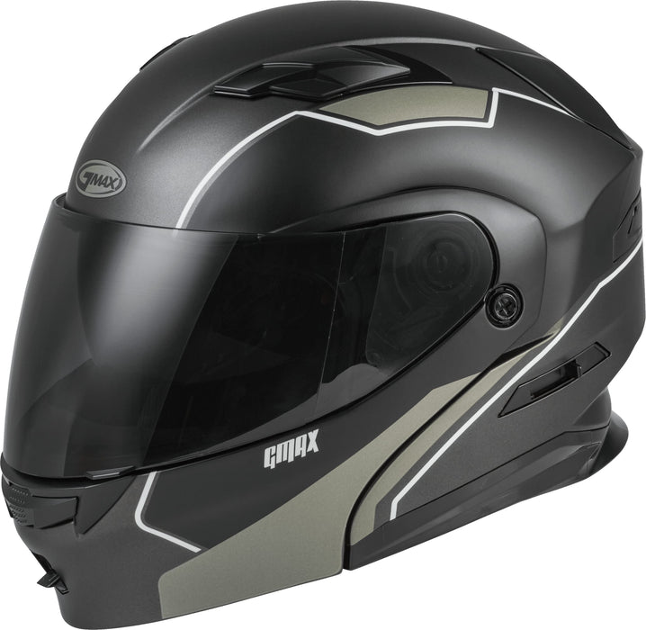Gmax Md-01 Exploit Large Matte Black/Silver Modular Helmet M1013076