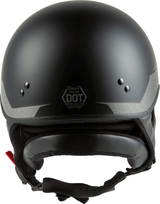 Gmax Hh-65 Naked Motorcycle Street Half Helmet (Source Matte Black/Silver, Large) H1659816