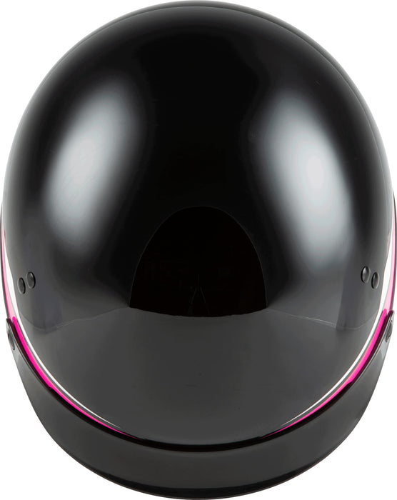 Gmax Hh-65 Full Dressed Motorcycle Street Half Helemet (Black/Pink, Large) H9652176