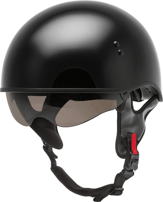 Gmax Hh-65 Naked Motorcycle Street Half Helmet (Black, Medium) H1650025