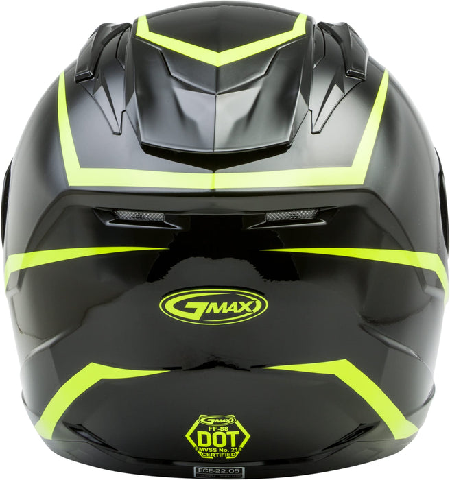 Gmax Ff-88 Full-Face Street Helmet (Black/Hi-Vis Yellow, Small) G1884604