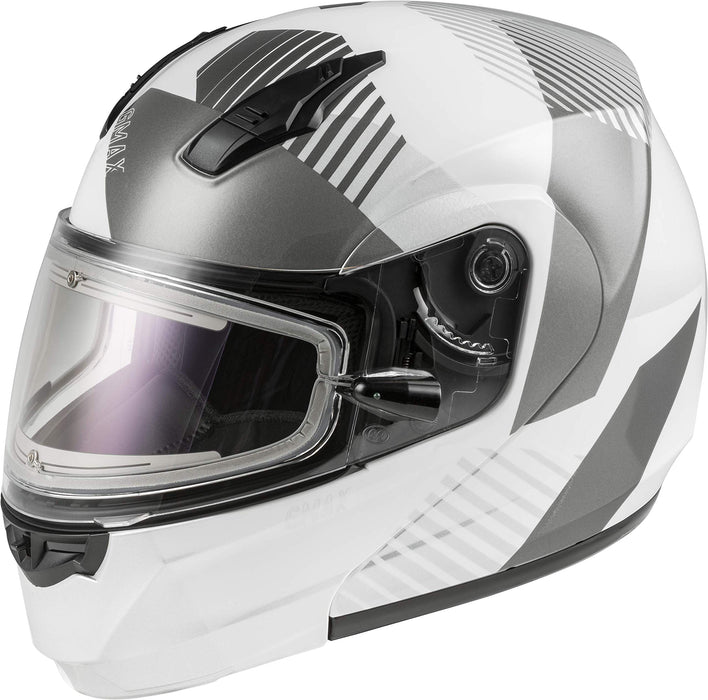 Gmax Md-04S Snow Helmet Reserve Electric Shield Lg White/Silver M4041016