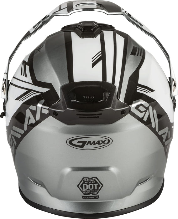 Gmax At-21S Adventure Dual Lens Shield Snow Helmet (Silver/White/Black, X-Large) G2211127