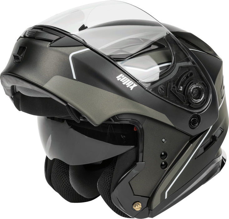 Gmax Md-01 Modular Helmet Exploit Adult Matte Black/Silver, X-Large Size; 72-4730X M1013077