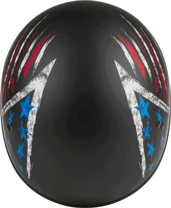 Gmax Hh-65 Naked Motorcycle Street Half Helmet (Bravery Matte Black/Red/White/Blue, X-Small) H1656843