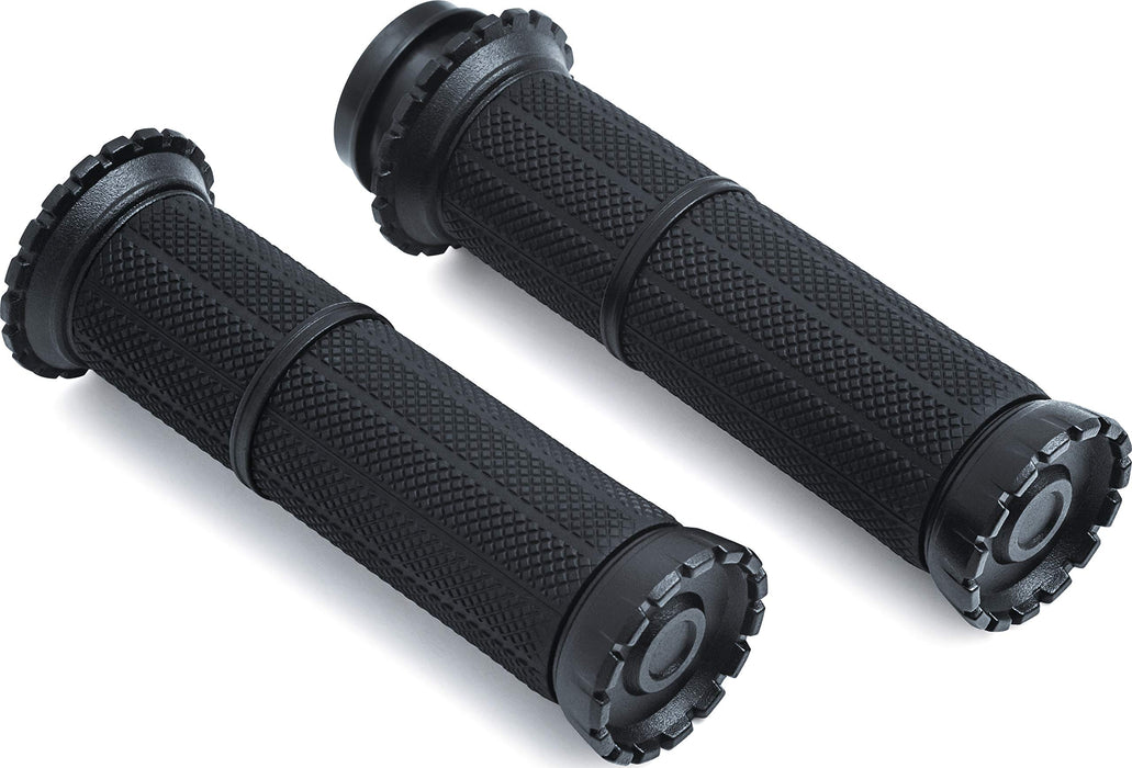 Kuryakyn Riot Handlebar Grips For Throttle And Clutch, Electronic Throttle Control: 2008-19 Harley-Davidson Motorcycles, Satin Black, 1 Pair 3583