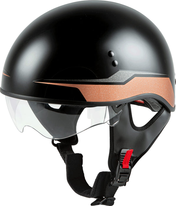 Gmax Hh-65 Naked Motorcycle Street Half Helmet (Source Black/Copper, X-Large) H1659637