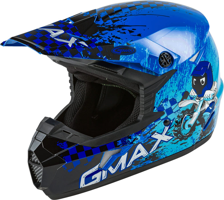 Gmax Mx-46 Youth Off-Road Motocross Helmet (Blue/Silver/Black, Youth Large) G3461042