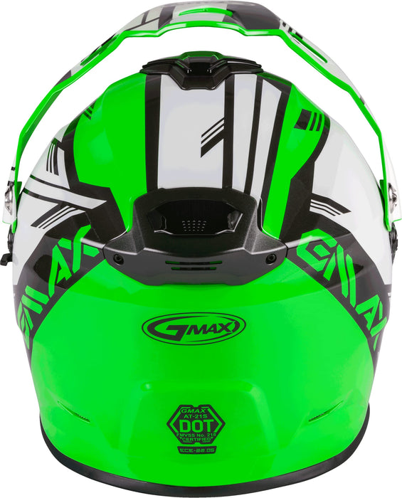 Gmax At-21S Adventure Dual Lens Shield Snow Helmet (Green/White/Black, X-Small) G2211053