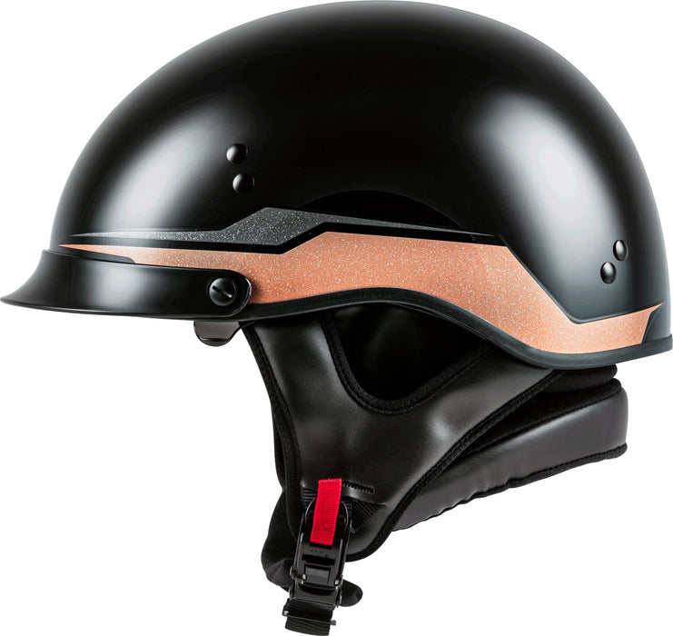 Gmax Hh-65 Full Dressed Motorcycle Street Half Helemet (Black/Copper, X-Small) H9652633