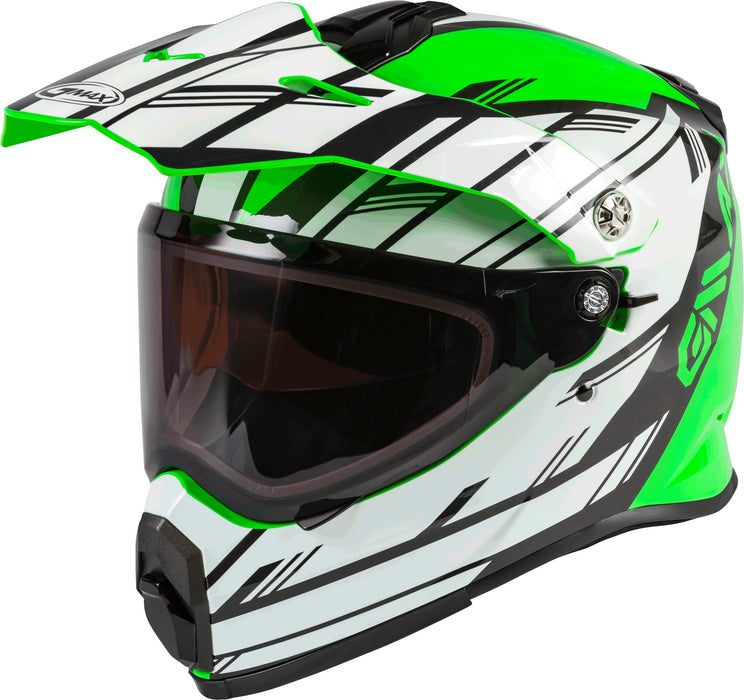 Gmax At-21S Adventure Dual Lens Shield Snow Helmet (Green/White/Black, X-Small) G2211053