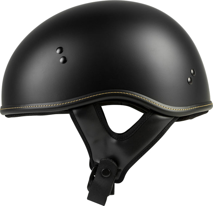Highway 21 0.357 Motorcycle Half Helmet, Abs Shell Solid Safety Head Cover With Dual D-Ring Chin Strap, Black 77-1101XS