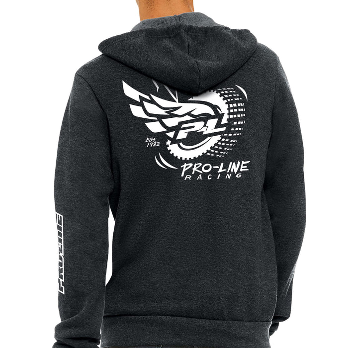 Pro-Line Racing Wings Gray Zip-Up Hoodie Large, Pro985903 PRO985903