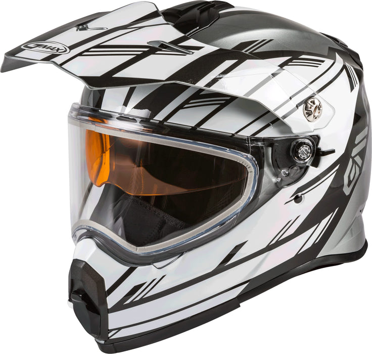 Gmax At-21S Adventure Dual Lens Shield Snow Helmet (Silver/White/Black, Medium) G2211125