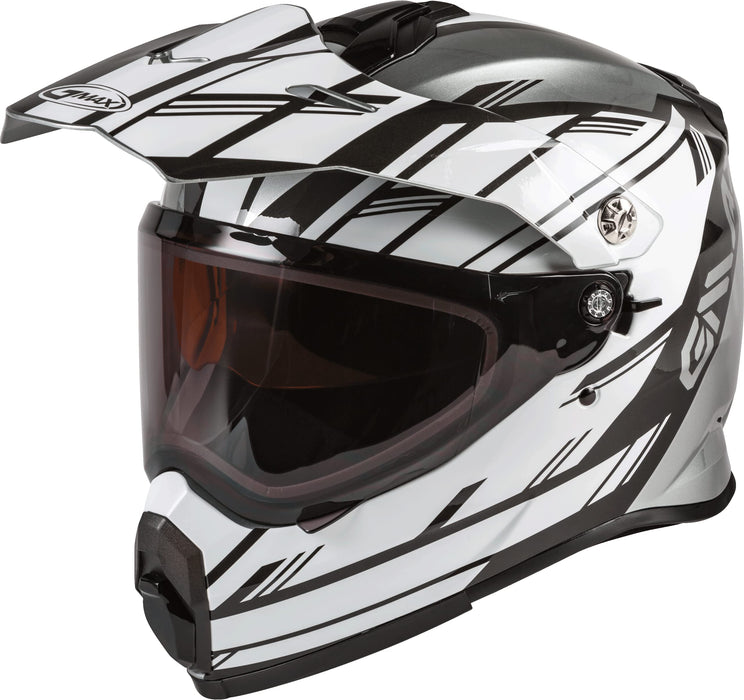 Gmax At-21S Adventure Dual Lens Shield Snow Helmet (Silver/White/Black, X-Large) G2211127