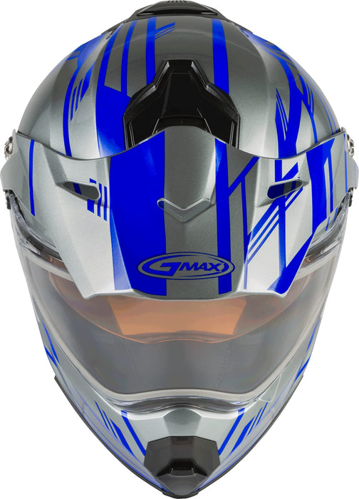 Gmax At-21S Adventure Dual Lens Shield Snow Helmet (Silver/Blue, X-Small) G2211693