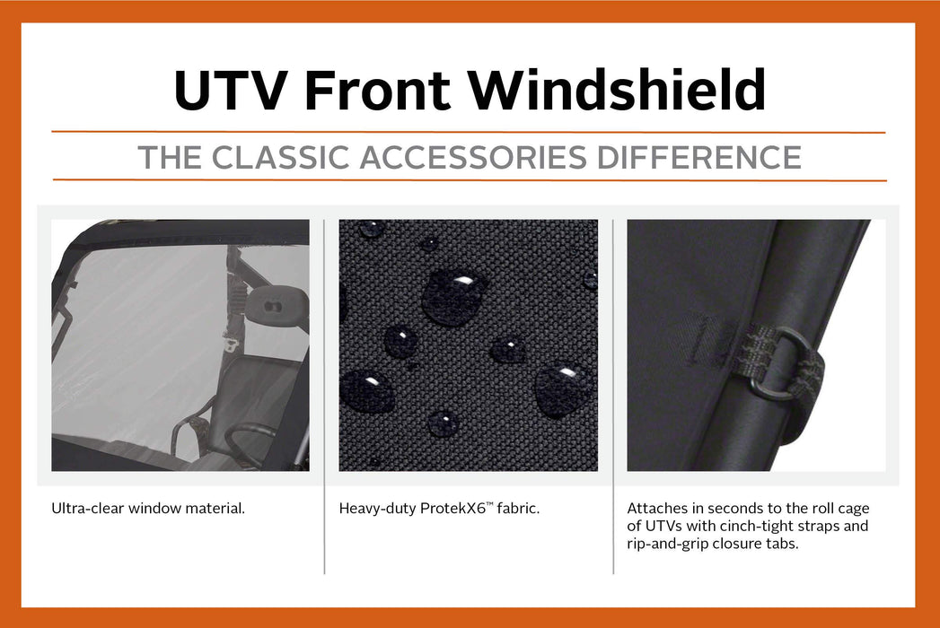 Classic Accessories Quad Gear Utv Front Windshield For Polaris Ranger 2002-2008 Series 78627
