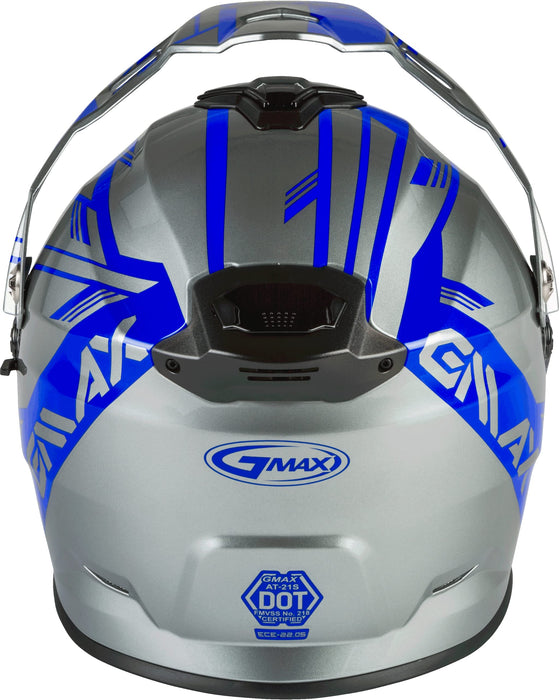 Gmax At-21S Adventure Dual Lens Shield Snow Helmet (Silver/Blue, Large) G2211696