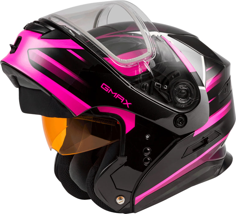 Gmax Md-01S Modular Snow Helmet Descendant Dual Shield Xl Black/Pink/White M2013177