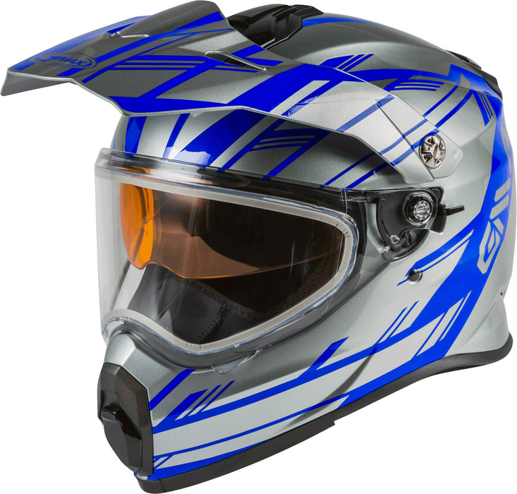 Gmax At-21S Adventure Dual Lens Shield Snow Helmet (Silver/Blue, Medium) G2211695