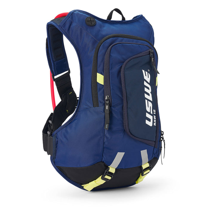 Uswe Raw 12L Hydration Pack With 3.0L/ 100Oz Water Bladder, A High End, Bounce Free Backpack For Enduro And Off-Road Motorcycle, Black Blue 2123439