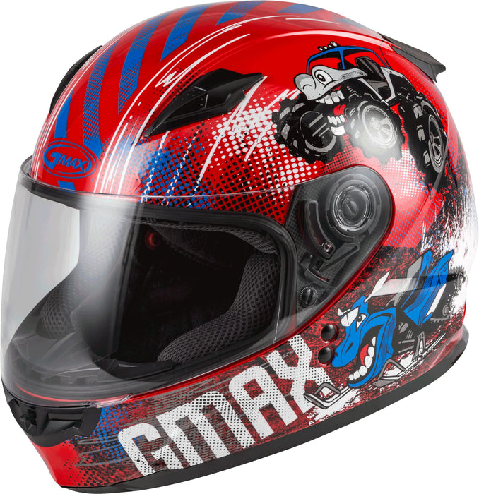 Gmax Gm-49Y Beasts Youth Full-Face Helmet (Red/Blue/Grey, Youth Medium) G1498371