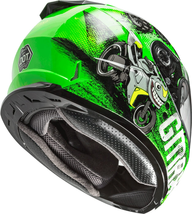Gmax Gm-49Y Beasts Youth Full-Face Helmet (Neon Green/Hi-Vis, Youth Large) G1498672