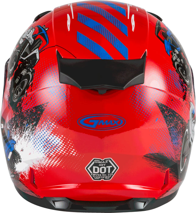 Gmax Gm-49Y Beasts Youth Full-Face Helmet (Red/Blue/Grey, Youth Small) G1498370